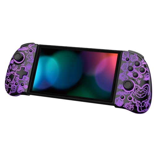 FUNLAB Luminous Switch Controller Compatible with Switch/OLED, Joypad Replacement for Pro Controller Handheld Mode, Rechargeable Ergonomic Split Pad with 7 LED Colors/Paddle/Turbo