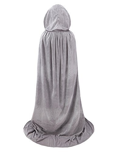 TULIPTREND Full Length Hooded Cloak Christmas Halloween Cosplay Costume CapeUS L (tag size XL (XL=170cm) Gray