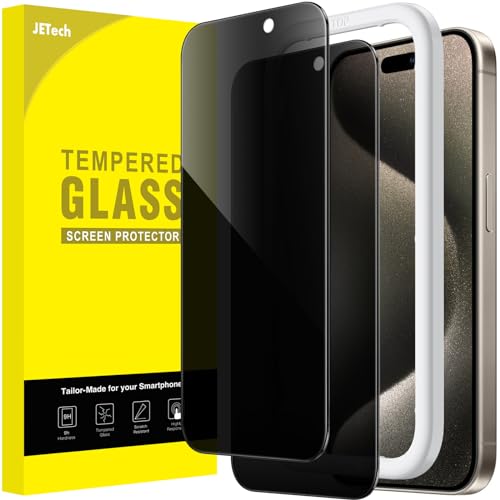 JETech Privacy Screen Protector for iPhone 15 Pro Max 6.7-Inch, Anti-Spy Tempered Glass Film with Easy Installation Tool, 2-Pack
