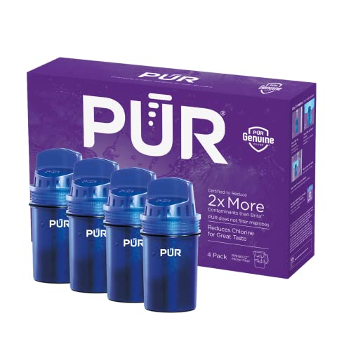 PUR Water Pitcher & Dispenser Replacement Filter 4-Pack, Genuine PUR Filter, 2-in-1 Powerful Filtration and Faster Filtration, 8-Month Value, Blue (PPF900Z4)