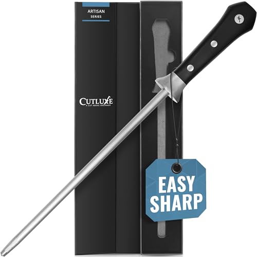 Cutluxe Honing Rod, Sharpening Steel for Kitchen Knives – 10' Honing Steel – Ergonomic Handle Design – Artisan Series