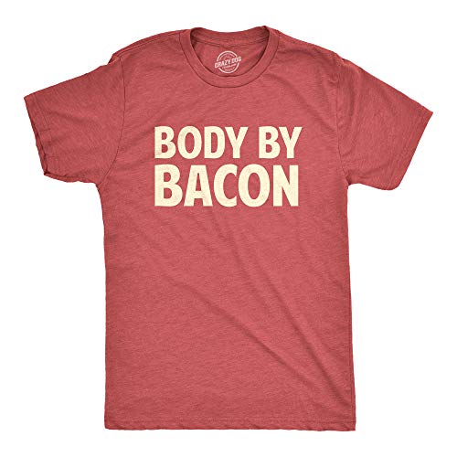 Mens Body by Bacon T Shirt Funny Bacon Eating Shirt Lover Gift for Dad Grilling Mens Funny T Shirts Food T Shirt for Men Funny Fitness T Shirt Novelty Tees Red M