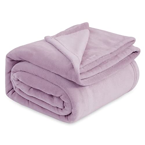 Bedsure Fleece Blanket Queen Blanket Lilac Lavender - Bed Blanket Soft Lightweight Plush Fuzzy Cozy Luxury Microfiber, 90x90 inches