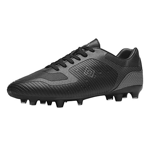 DREAM PAIRS Mens Firm Ground Soccer Cleats Soccer Shoes, Black/Grey - 9 (Superflight-2)