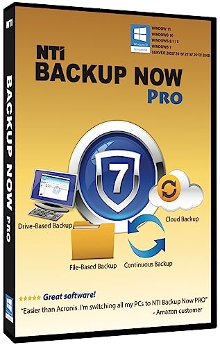 NTI Backup Now PRO 7 (for 1 Computer) | New Version for 2024 | The 'Best Buy' Award-winning Backup Software | 4-in-1 Solution | Available in Download and CD | Permanent License (Not A Subscription!)