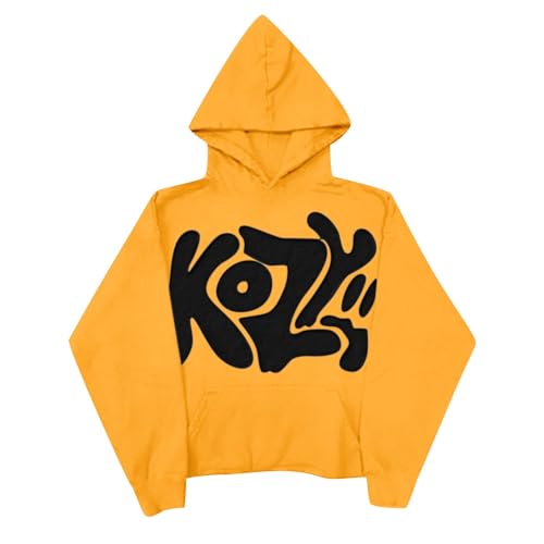 BLUBUKLKUN amazon outlet clearance women sales today Kozy Hoodie Y2K Sweatshirt for Men Streetwear Hoodies Graphic Cropped Hoodie Men Unisex Long Sleeve Trendy (Yellow, S)