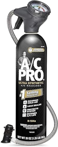 AC Pro Car Air Conditioner Synthetic R134A Refrigerant, AC Recharge Kit with Hose and Gauge, 20 Oz, ACP200-6