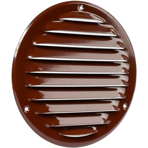 Vent Systems 5' Inch Brown Soffit Vent Cover - Round Air Vent Louver - Grill Cover - Built-in Insect Screen - HVAC Vents for Bathroom, Home Office, Kitchen