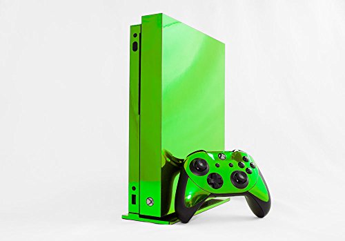 Lime Chrome Mirror - Vinyl Decal Mod Skin Kit by System Skins - Compatible with Microsoft Xbox One X (XB1X)