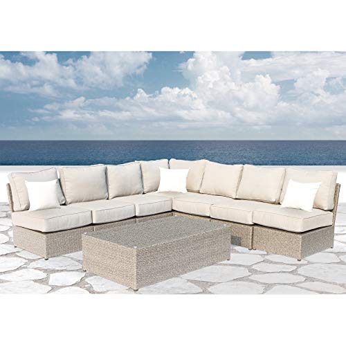 Living Source International 8-Piece Sectional Set with Cushions in Light Brown