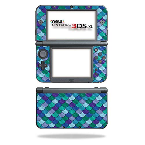 MightySkins Carbon Fiber Skin for Nintendo New 3DS XL (2015) - Blue Scales | Protective, Durable Textured Carbon Fiber Finish | Easy to Apply, Remove, and Change Styles | Made in The USA