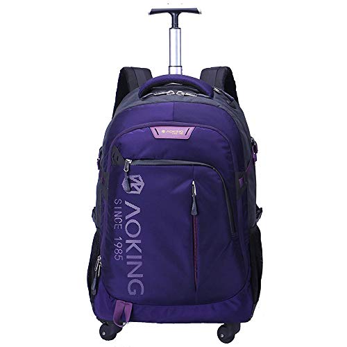 AOKING 20/22 ″ Water Resistant Rolling Wheeled Backpack Laptop Compartment Bag (22 inch, Purple)