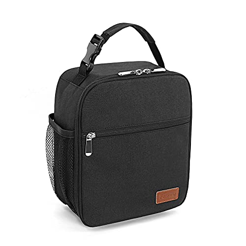 Femuar Lunch Box for Men Women Adults Small Lunch Bag for Office Work Picnic - Reusable Portable Lunchbox, Black
