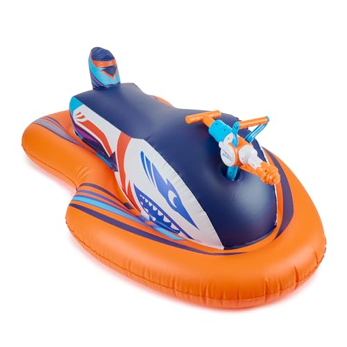 NERF Super Soaker Stormforce Ride-On Racer – Inflatable Pool Float with Pool-Fed Mega Water Blaster