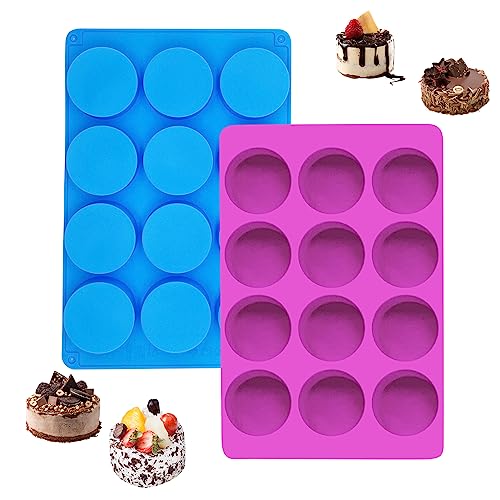 Oreo Mold Silicone, 2 PCS Silicone Mold Oreo Cookie Chocolate 12-Cavity Round Chocolate Covered Oreos Mold for Candy, Pudding, Mini Soap, Cupcake, Jello, Muffin