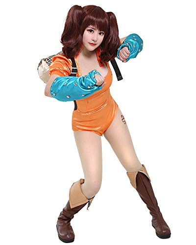miccostumes Women's Cosplay Costume Orange Leotard With Armguards And Bag (XX-Large)