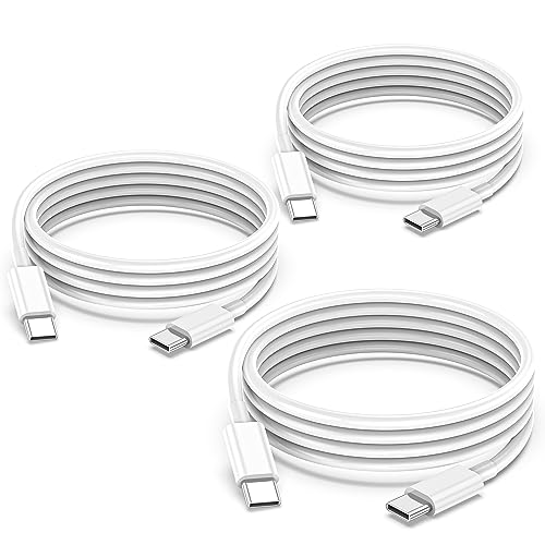 3Pack USB C to USB C Charger Cable 6ft 60W for Apple Long Type C Fast Charging Cord for iPhone 15/Pro Max/Plus for MacBook Pro 2020 IPad Pro12.9/11, for iPad Air 4/5/Mini 6(White) Charge