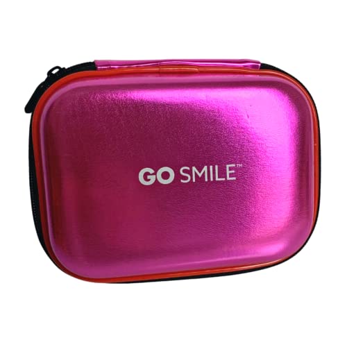 Go Smile Zip Up Hard Case Compact Toiletry Bag - Containers For Makeup & Dental Care Travel Essentials With Storage Pockets, Travel Accessories Luggage Organizer Gifts For Women & Men, Metallic Pink