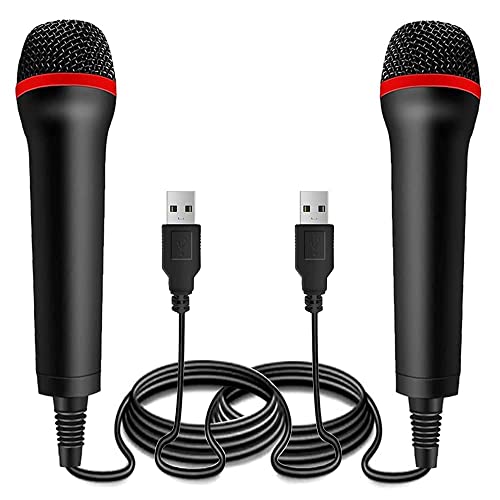 Drimoor 2Pack 13ft Wired USB Microphone for Rock Band, Guitar Hero, Let's Sing - Compatible with PS2, PS3, PS4, PS5, Switch, Wii, Wii U, Microsoft Xbox 360, Xbox One and PC