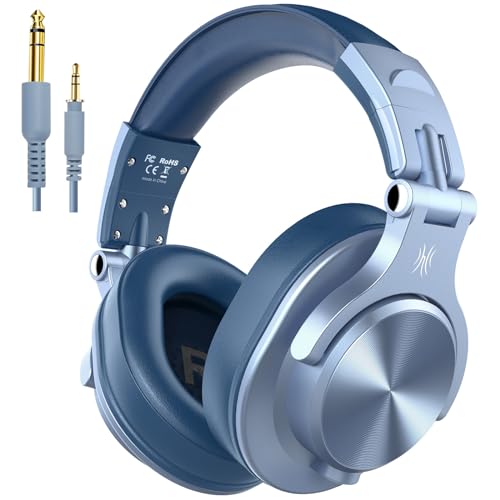 OneOdio A70 Bluetooth Over Ear Headphones, Wireless Headphones w/ 72H Playtime, Hi-Res, 3.5mm/6.35mm Wired Audio Jack for Studio Monitor & Mixing DJ Guitar AMP, Computer Laptop PC Tablet - Sky Blue
