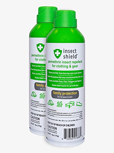 Insect Shield Premium Permethrin Spray Insect Repellent for Clothing, Gear, Tents, Last up to 60 Days, Clear 6 Oz Aerosol (Pack of 2)