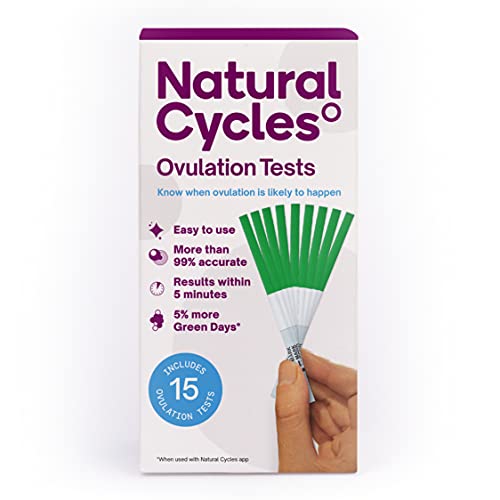 Natural Cycles Ovulation Test Strips Detecting (LH) Over 99% Accurate Results in Minutes - 15 Tests - Ovulation Kit - Fertility Test for Women- LH Test Strips