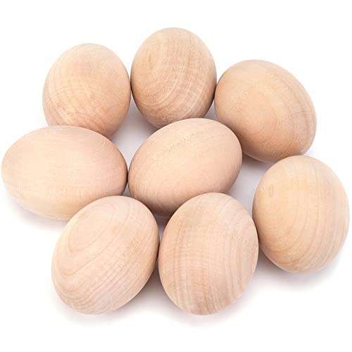 DomeStar Wooden Fake Chicken Eggs, 8PCS 2.5' Unpainted Faux Wood Eggs for Encouraging Hens to Lay Eggs