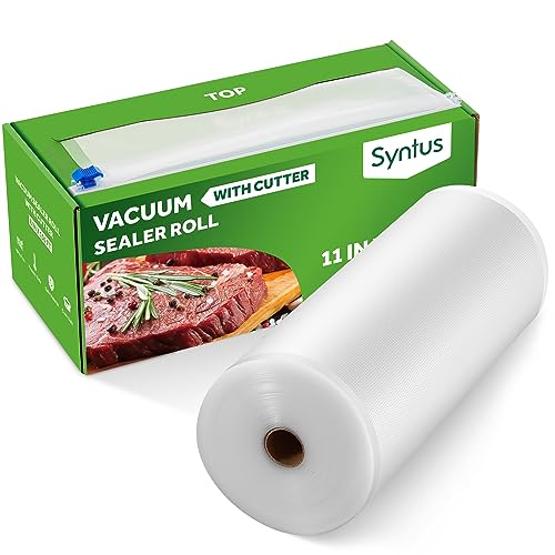 Syntus 11' x 150' Food Vacuum Seal Roll Keeper with Cutter Dispenser, Commercial Grade Vacuum Sealer Bag Rolls, BPA Free Food Vac Bags, Ideal for Storage, Meal Prep and Sous Vide