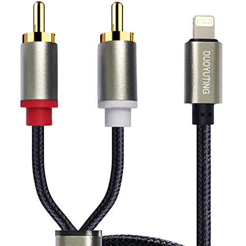 DUOYUTING RCA Audio Cable, iOS Phone to 2 Male RCA Stereo Audio Y-Adapter for iPhone/Sound Box/Amplifier/Home Theater etc. (3.4ft)