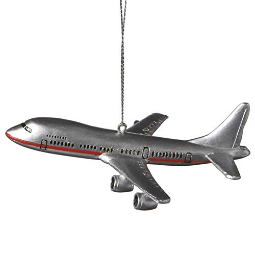 1 X Commercial Airliner Resin Hanging Tree Ornament - Size 4.25 inch by Midwest-CBK, Christmas