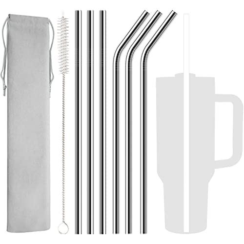 6 Pack Stainless Steel Straw Replacement 40 oz for Stanley Adventure Travel Tumbler, Reusable Straws with Cleaning Brush Compatible with Stanley 40oz Stanley Cup Tumbler