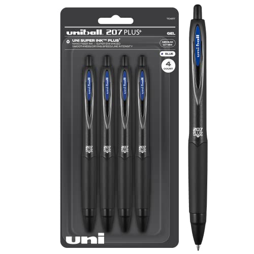 Uniball Signo 207+ Gel Pen 4 Pack, 0.7mm Medium Blue Pens, Gel Ink Pens | Office Supplies Sold by Uniball are Pens, Ballpoint Pen, Colored Pens, Gel Pens, Fine Point, Smooth Writing Pens