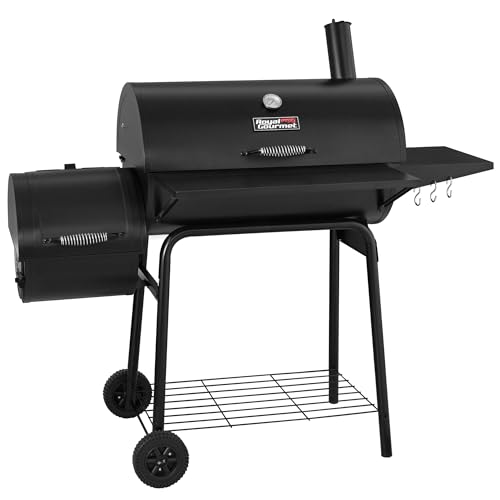 Royal Gourmet CC1830S 30' BBQ Charcoal Grill and Offset Smoker | 811 Square Inch cooking surface, Outdoor for Camping | Black