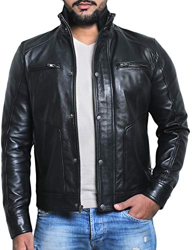 Laverapelle Men's Genuine Lambskin Leather Jacket (Black, Small, polyester Lining) - 1501101