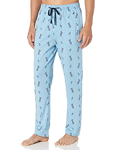 Nautica Men's Soft Woven 100% Cotton Elastic Waistband Sleep Pajama Pant, Porthole Blue, Large