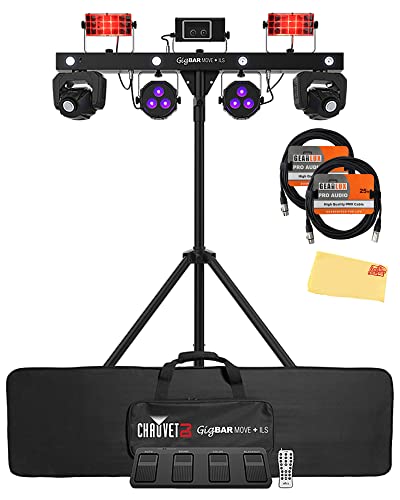 Chauvet DJ GigBAR Move + ILS 5-in-1 Lighting System Bundle with 2 DMX Cables and Austin Bazaar Polising Cloth