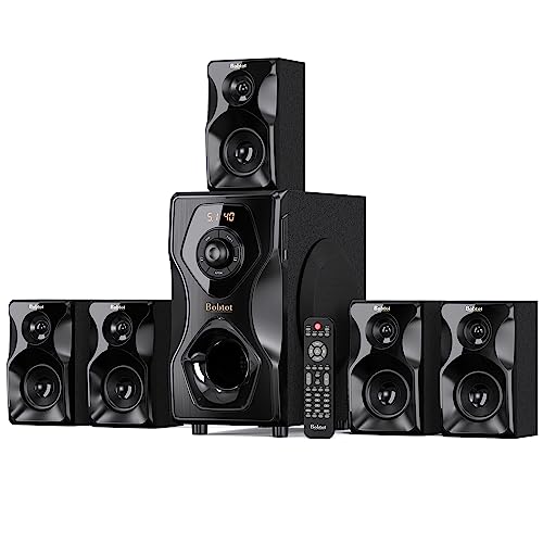 Bobtot Surround Sound Speakers Home Theater Systems - 700 Watts Peak Power 5.1/2.1Wired Stereo Speaker System 5.25' Subwoofer Strong Bass with Bluetooth HDMI ARC Optical Input