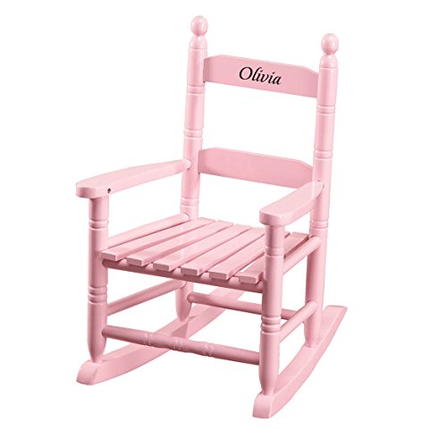 Miles Kimball Wood Personalized Pink Children's Rocker - Black Font
