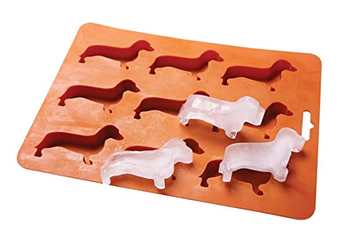 LYWUU Dachshund Dog Shaped Silicone Ice Cube Molds and Tray, Brown