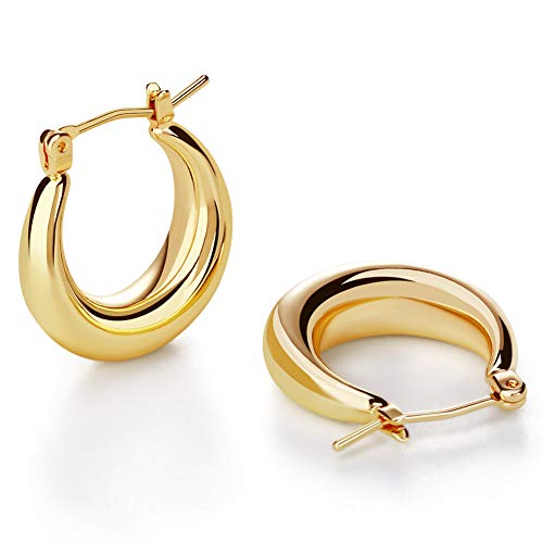 LILIE&WHITE Chunky Gold Hoop Earrings for Women Cute Fashion Hypoallergenic earrings Minimalist Jewelry Gift