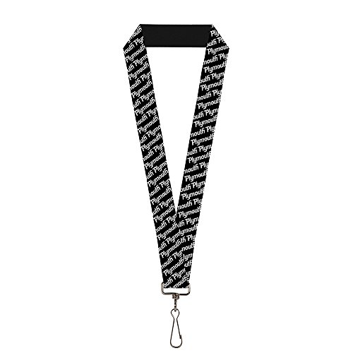 Buckle-Down Unisex-Adult's Lanyard-1.0'-Plymouth Text Logo Scattered Black/White, Multicolor, One-Size