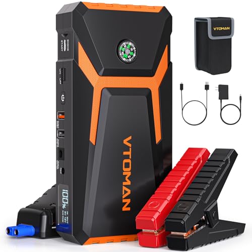 VTOMAN V8 Pro Jump Starter, 3000A Peak for Up 8.5L Gas and 6.5L Diesel Engines, Car Battery Charger Jump Starters 12V Auto Lithium Battery Booster Pack, Portable Jump Box with Jumper Cable LCD Display
