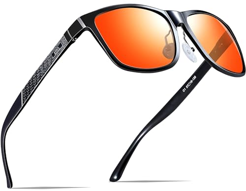 ATTCL Men's Retro Metal Frame Driving Polarized Sunglasses For Men 18587 red