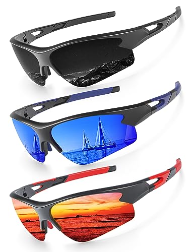 KALIYADI Sports Sunglasses for Men, Polarized Sun Glasses for Men Women Youth Baseball Softball with UV Protection