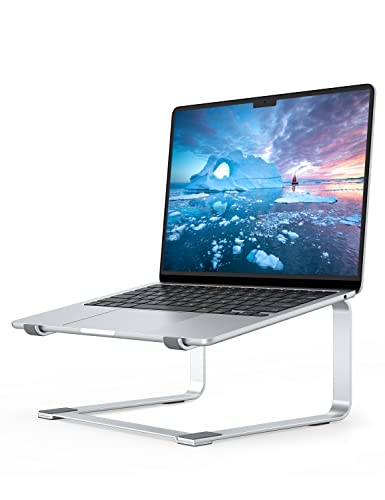 SOUNDANCE Laptop Stand for Desk, Metal Computer Riser, Heavy Stable PC Holder, Ergonomic Laptops Elevator for 12 to 17.3 Inches Notebook Computer, Silver