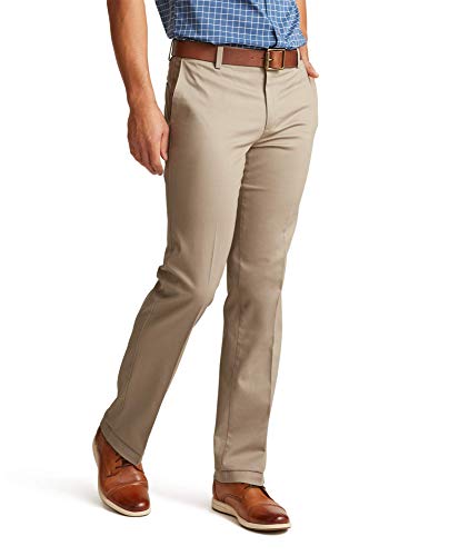Dockers Men's Straight Fit Signature Lux Cotton Stretch Khaki Pant-Creased, Timberwolf, 34W x 32L