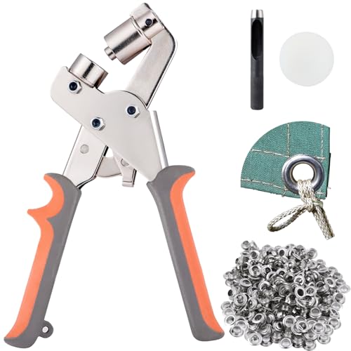 BIZOEPRO Grommet Tool Kit 3/8 Inch Eyelet Press Pliers 10mm Manual Handheld with 500pcs Silver Grommets