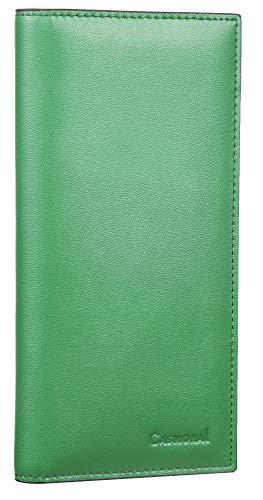 CASMONAL Premium Leather Checkbook Cover For Men & Women Checkbook Holder Wallet RFID Blocking(Green)