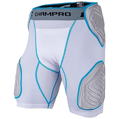 CHAMPRO Bull Rush 5-Pad Girdle WHITE , GREY INSET, Adult Medium