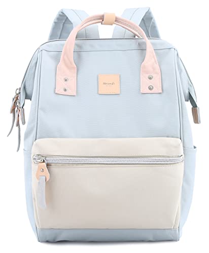 Himawari Laptop Backpack, 1881-Beige & Light Blue, Unisex, 11'x16'x6.3', Eco-Friendly Canvas, Padded Back Panel, Adjustable Shoulder Straps, USB Port Design